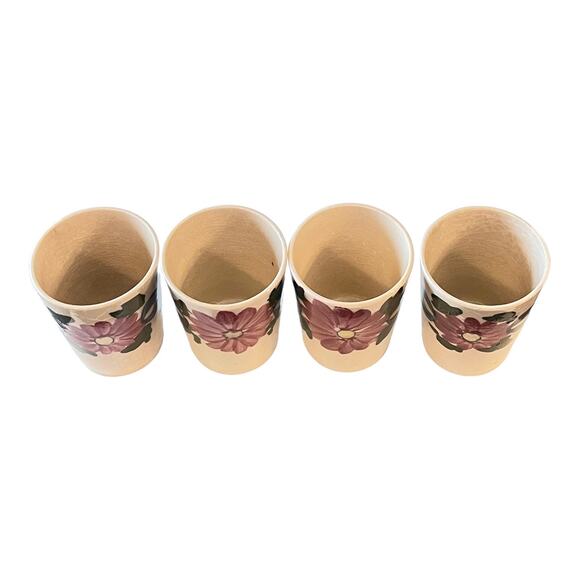 Japan Ceramic Juice Tumblers 3.5" Sake Cups Set 4 Heavy Crazing Hand Painted Vtg - Picture 3 of 8
